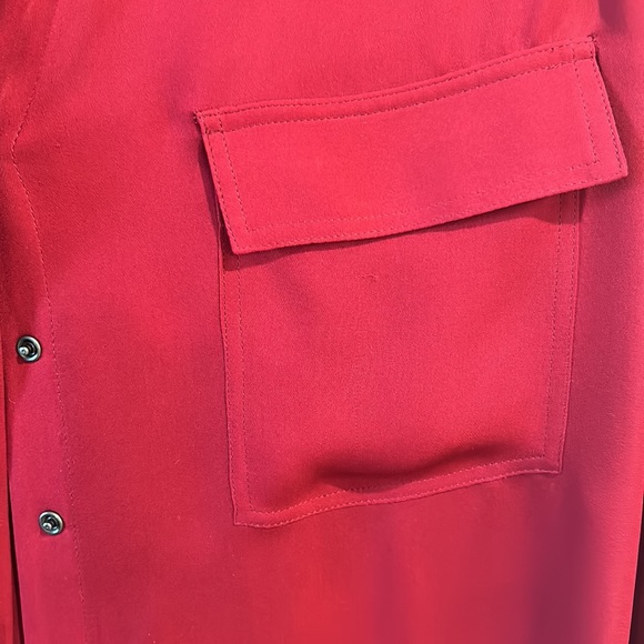 L’AGENCE Red / Dark Bordeaux 100% Silk Long Sleeve Blouse - sz 4 - Picture 4 of 7